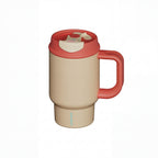 SURFVEN 24oz Double Wall Stainless Steel Insulated Tumbler with Handle and 2-in-1 Lid, Apricot Cream