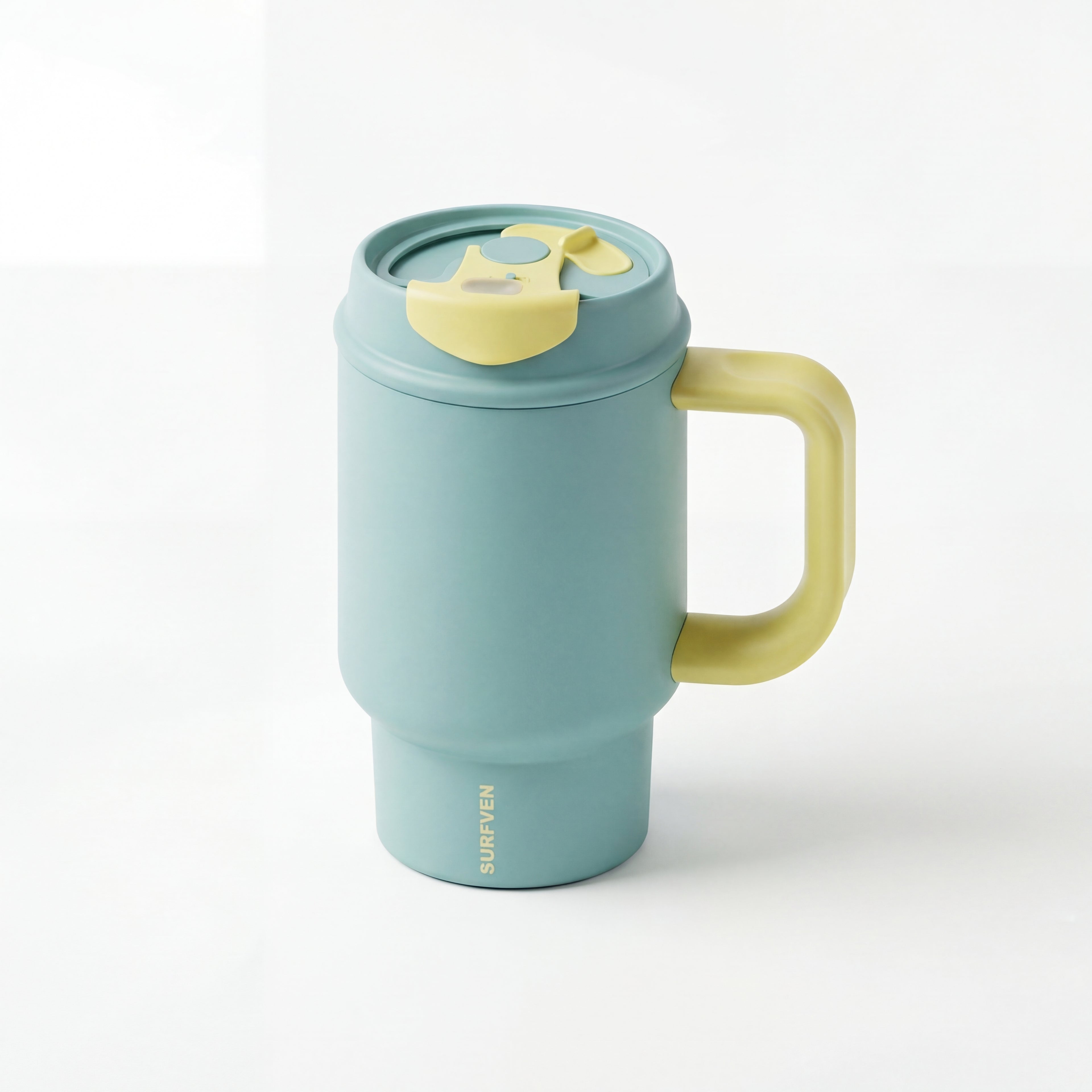 SURFVEN 24oz Double Wall Stainless Steel Insulated Tumbler with Handle and 2-in-1 Lid, Mint Blue