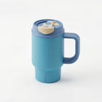 SURFVEN 24oz Double Wall Stainless Steel Insulated Tumbler with Handle and 2-in-1 Lid, Blue