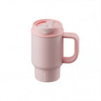 SURFVEN 24oz Double Wall Stainless Steel Insulated Tumbler with Handle and 2-in-1 Lid, Pink