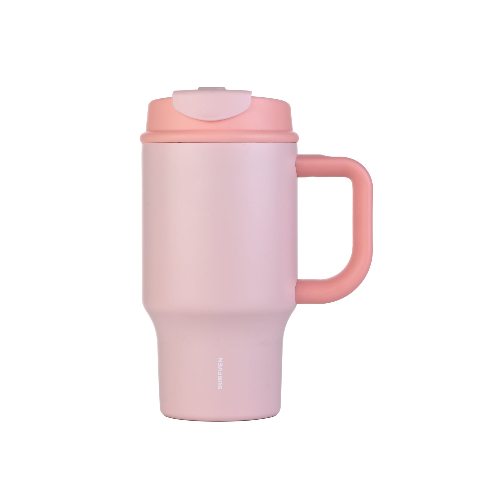 SURFVEN 30oz Insulated Stainless Steel Tumbler with Handle and Leak Proof Dual Sip Lid, Pink