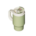 SURFVEN 24oz Double Wall Stainless Steel Insulated Tumbler with Handle and 2-in-1 Lid, Avocado Green