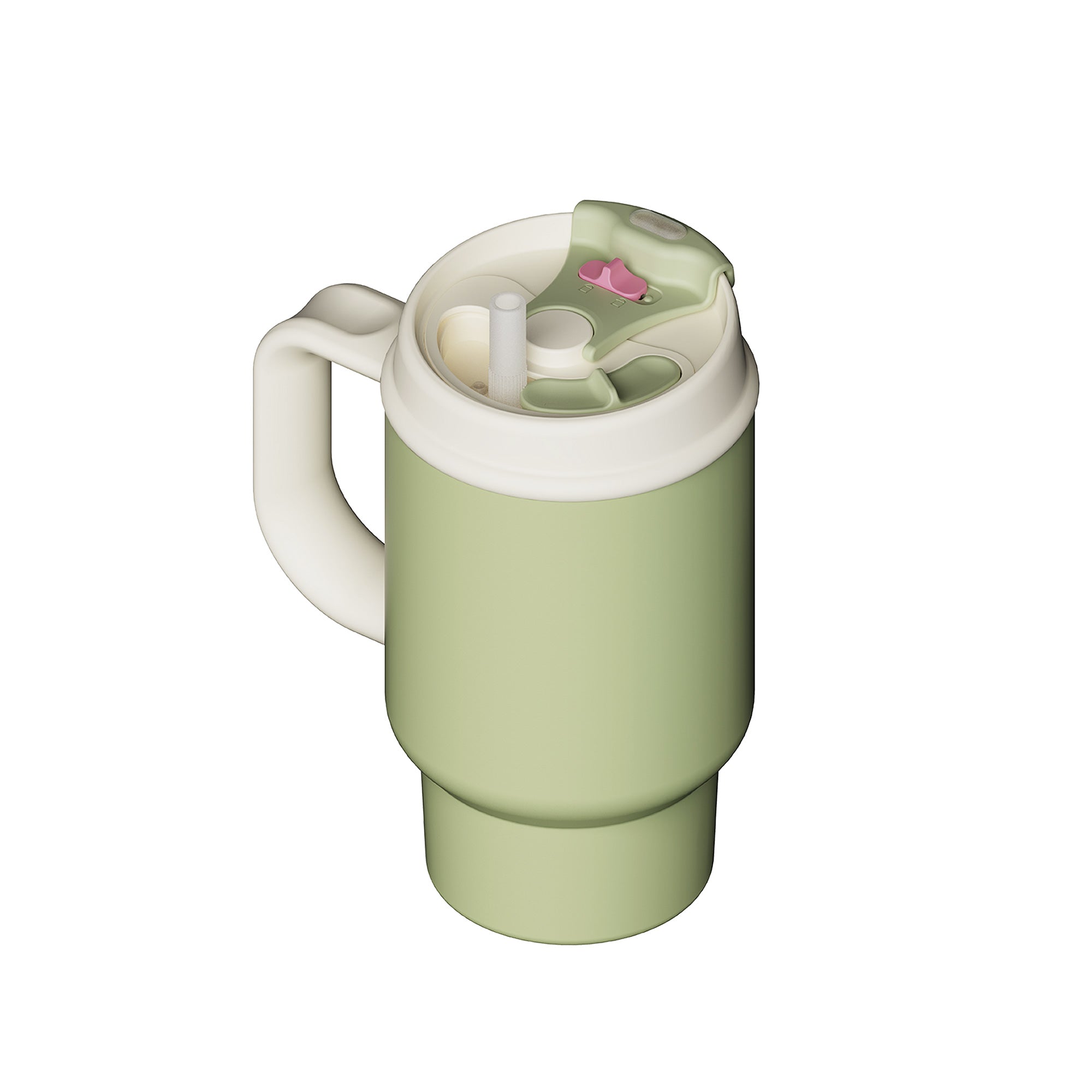 SURFVEN 24oz Double Wall Stainless Steel Insulated Tumbler with Handle and 2-in-1 Lid, Avocado Green