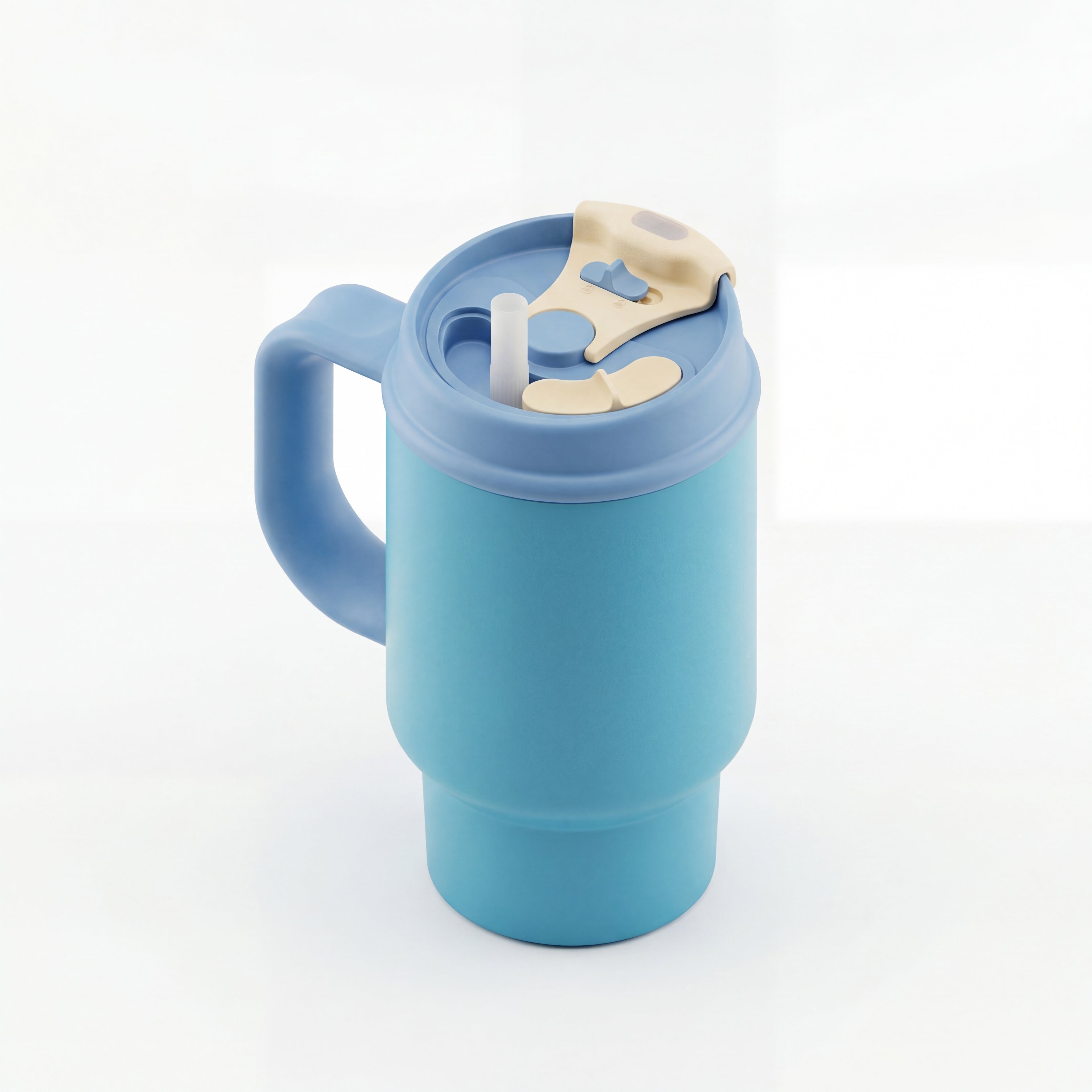 SURFVEN 24oz Double Wall Stainless Steel Insulated Tumbler with Handle and 2-in-1 Lid, Blue