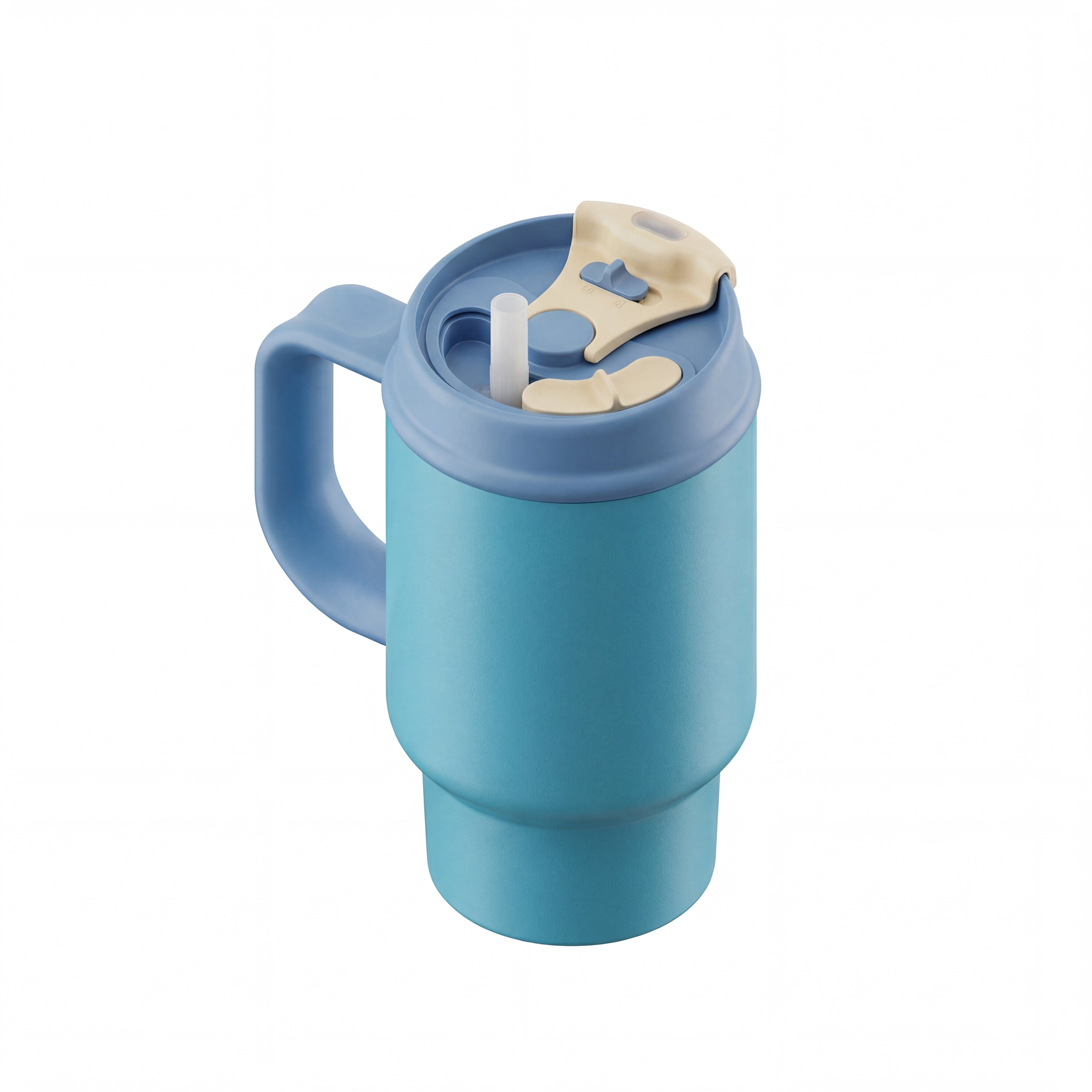 SURFVEN 24oz Double Wall Stainless Steel Insulated Tumbler with Handle and 2-in-1 Lid, Blue