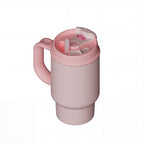SURFVEN 24oz Double Wall Stainless Steel Insulated Tumbler with Handle and 2-in-1 Lid, Pink