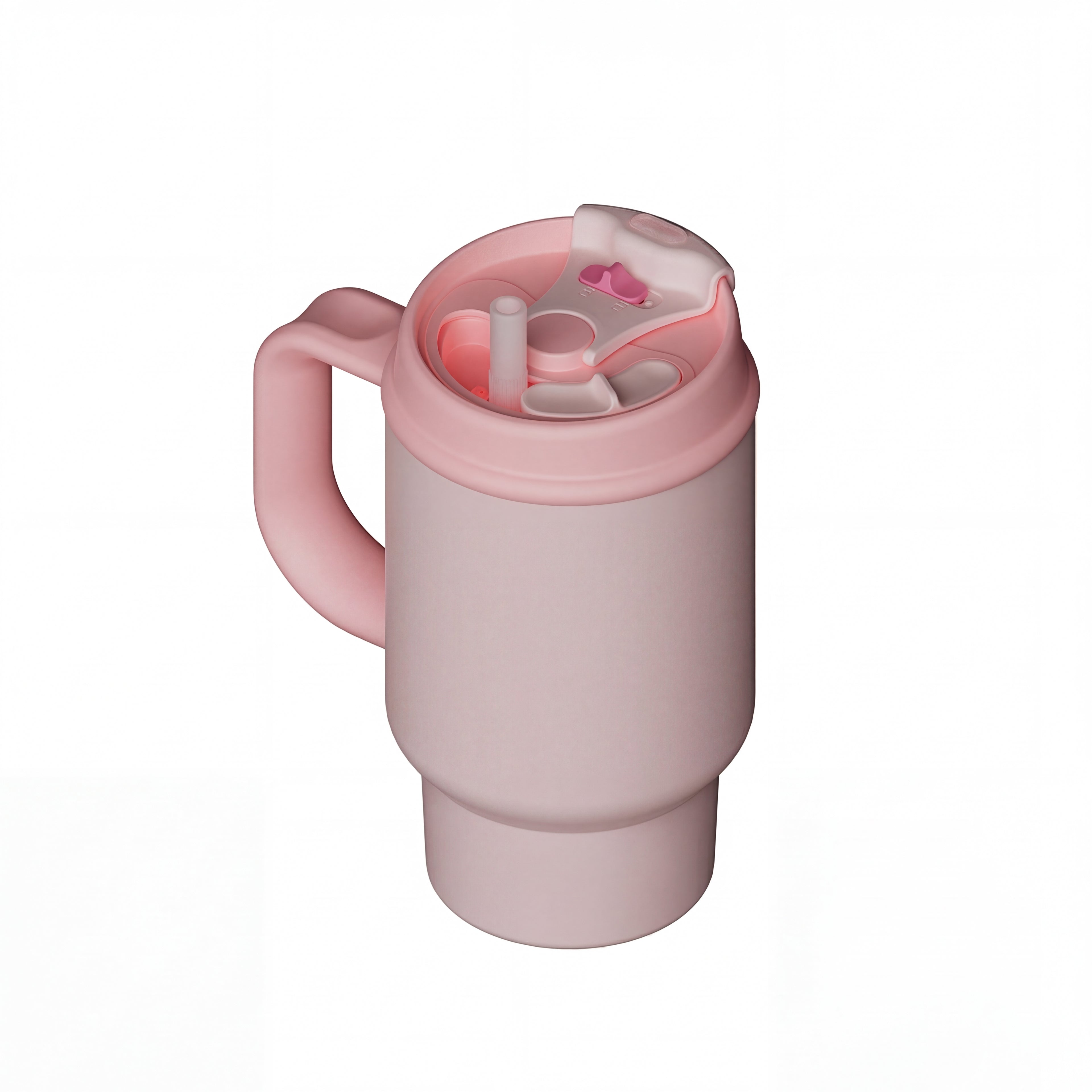 SURFVEN 24oz Double Wall Stainless Steel Insulated Tumbler with Handle and 2-in-1 Lid, Pink