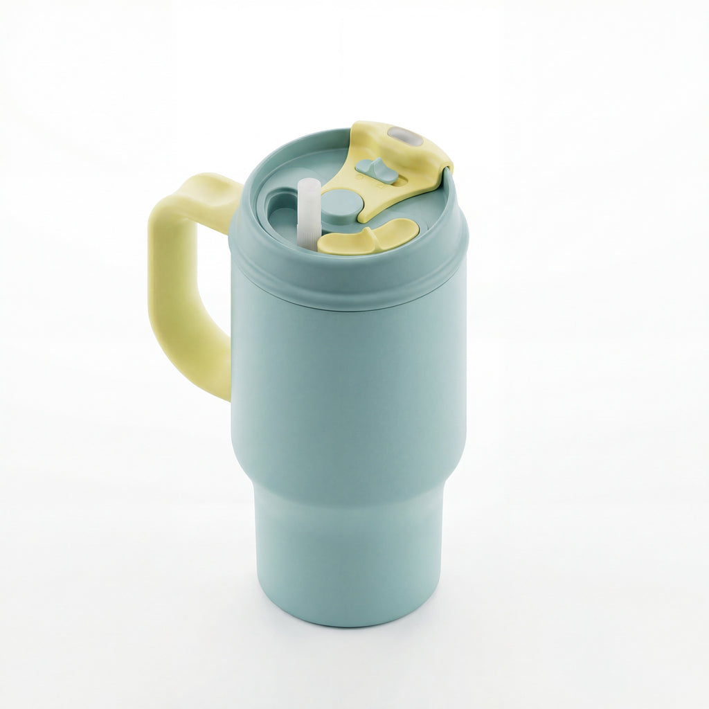 SURFVEN 30oz Insulated Stainless Steel Tumbler with Handle and Leak Proof Dual Sip Lid, Mint Blue