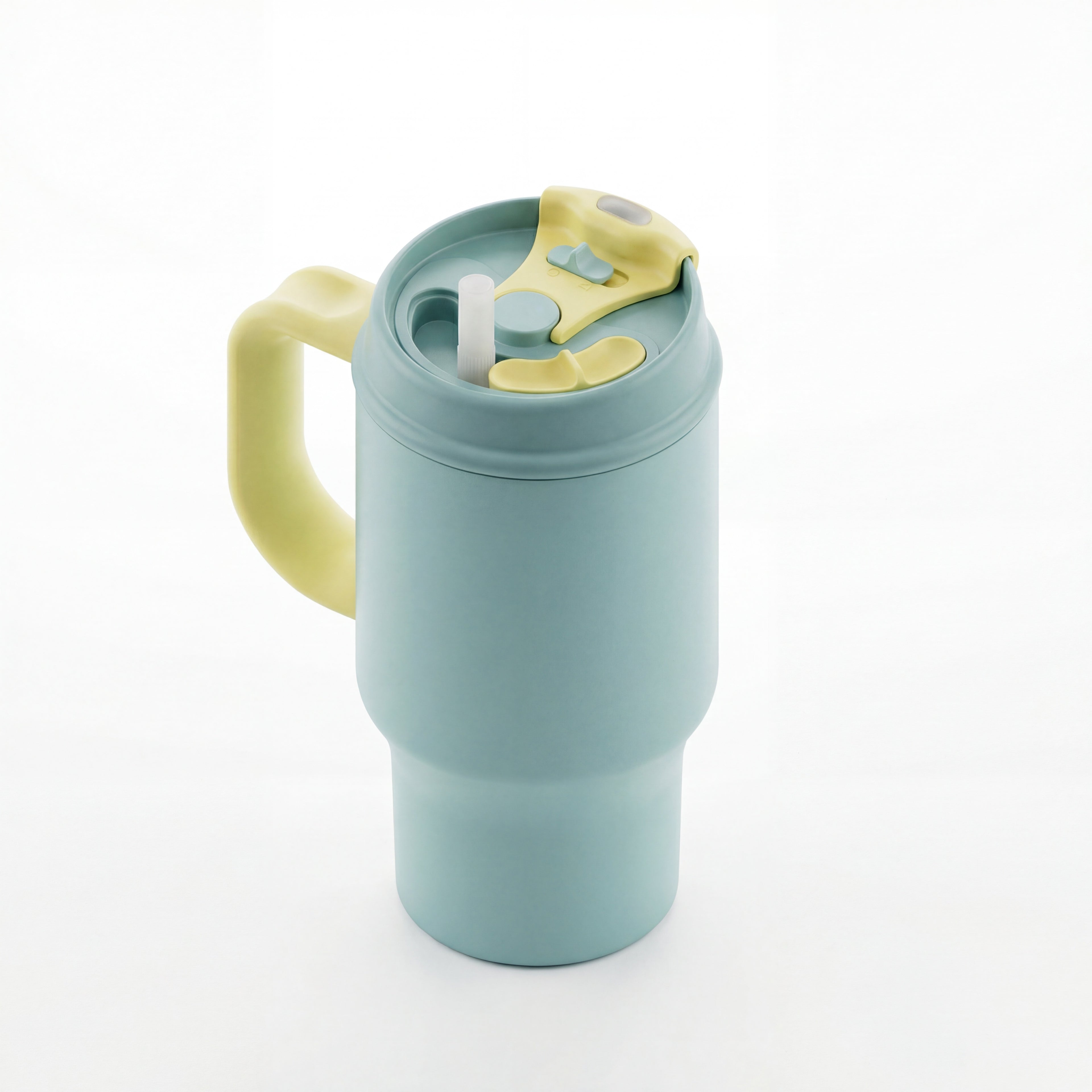 SURFVEN 30oz Insulated Stainless Steel Tumbler with Handle and Leak Proof Dual Sip Lid, Mint Blue
