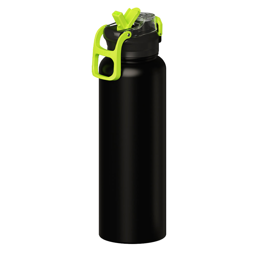 SURFVEN 40 oz Vacuum Insulated Stainless Steel Water Bottle with 3-in-1 Lid, Black