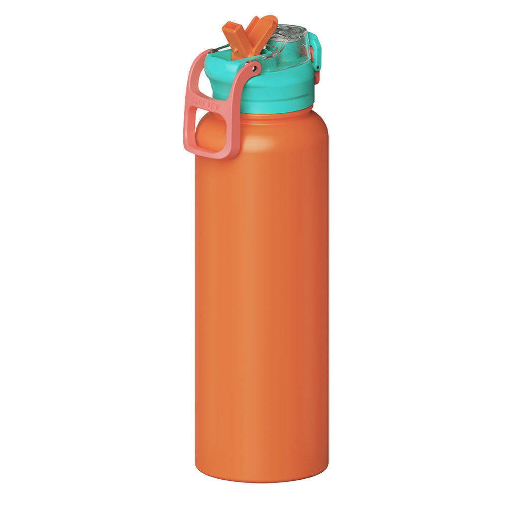 SURFVEN 40 oz Vacuum Insulated Stainless Steel Water Bottle with 3-in-1 Lid, Orange