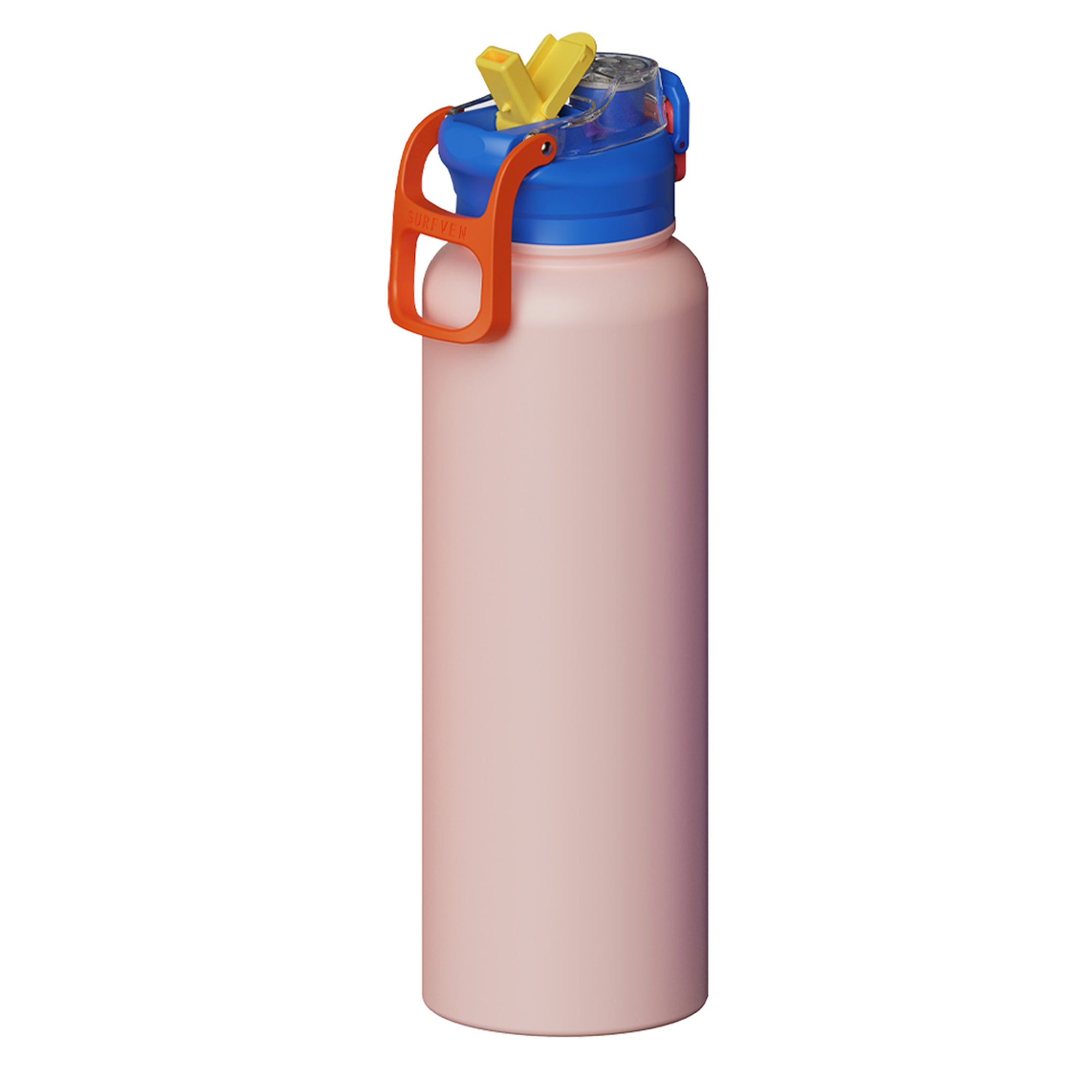 SURFVEN 40 oz Vacuum Insulated Stainless Steel Water Bottle with 3-in-1 Lid, Pink