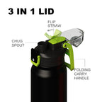 SURFVEN 27 oz Vacuum Insulated Stainless Steel Water Bottle with 3-in-1 Lid, Black
