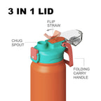 SURFVEN 27 oz Vacuum Insulated Stainless Steel Water Bottle with 3-in-1 Lid, Orange