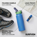 SURFVEN 27 oz Vacuum Insulated Stainless Steel Water Bottle with 3-in-1 Lid, Blue