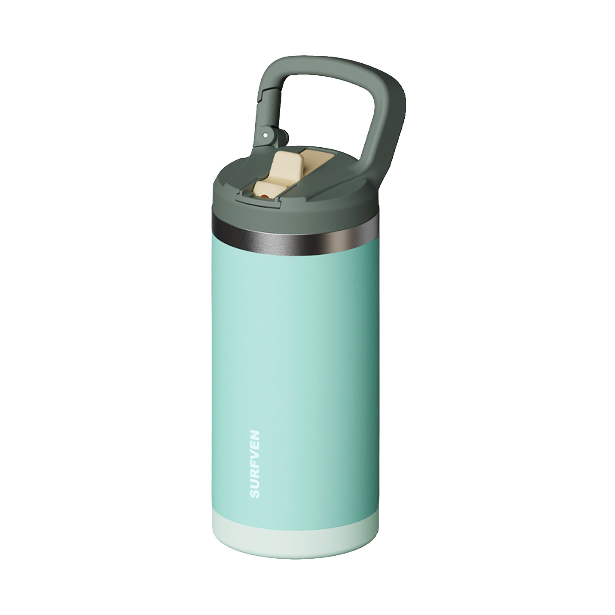 SURFVEN 12 oz Double Wall Stainless Steel Insulated Water Bottle with Leak Proof Flip Straw Lid, Dusty Jade