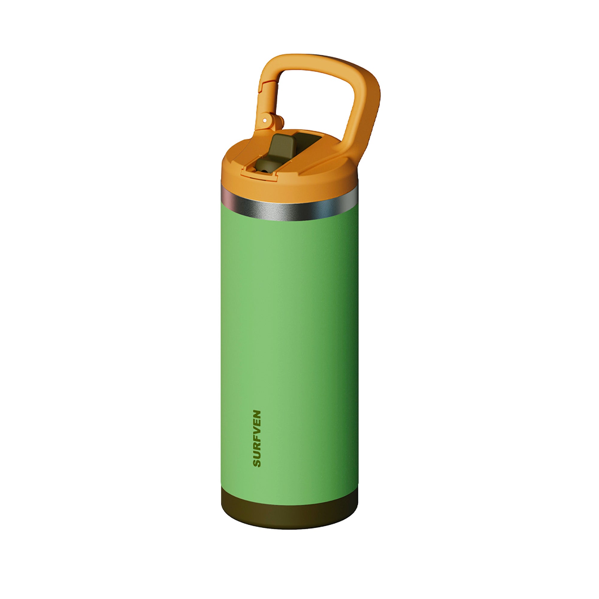 SURFVEN 18 oz Double Wall Stainless Steel Insulated Water Bottle with Leak Proof Flip Straw Lid, Green