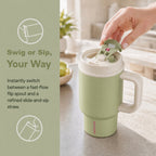 SURFVEN 24oz Double Wall Stainless Steel Insulated Tumbler with Handle and 2-in-1 Lid, Avocado Green