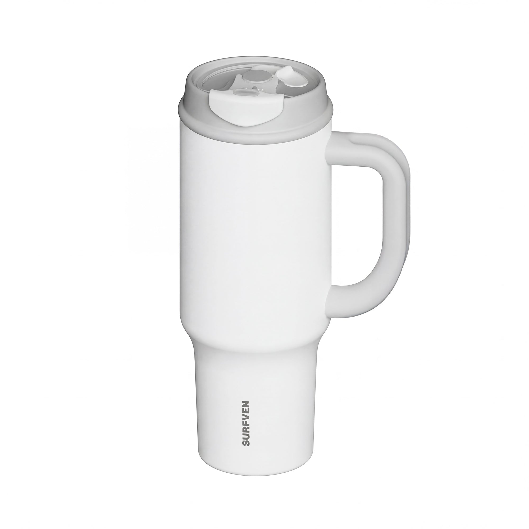 SURFVEN 40oz Double Wall Stainless Steel Insulated Tumbler with Handle and 2-in-1 Lid, White
