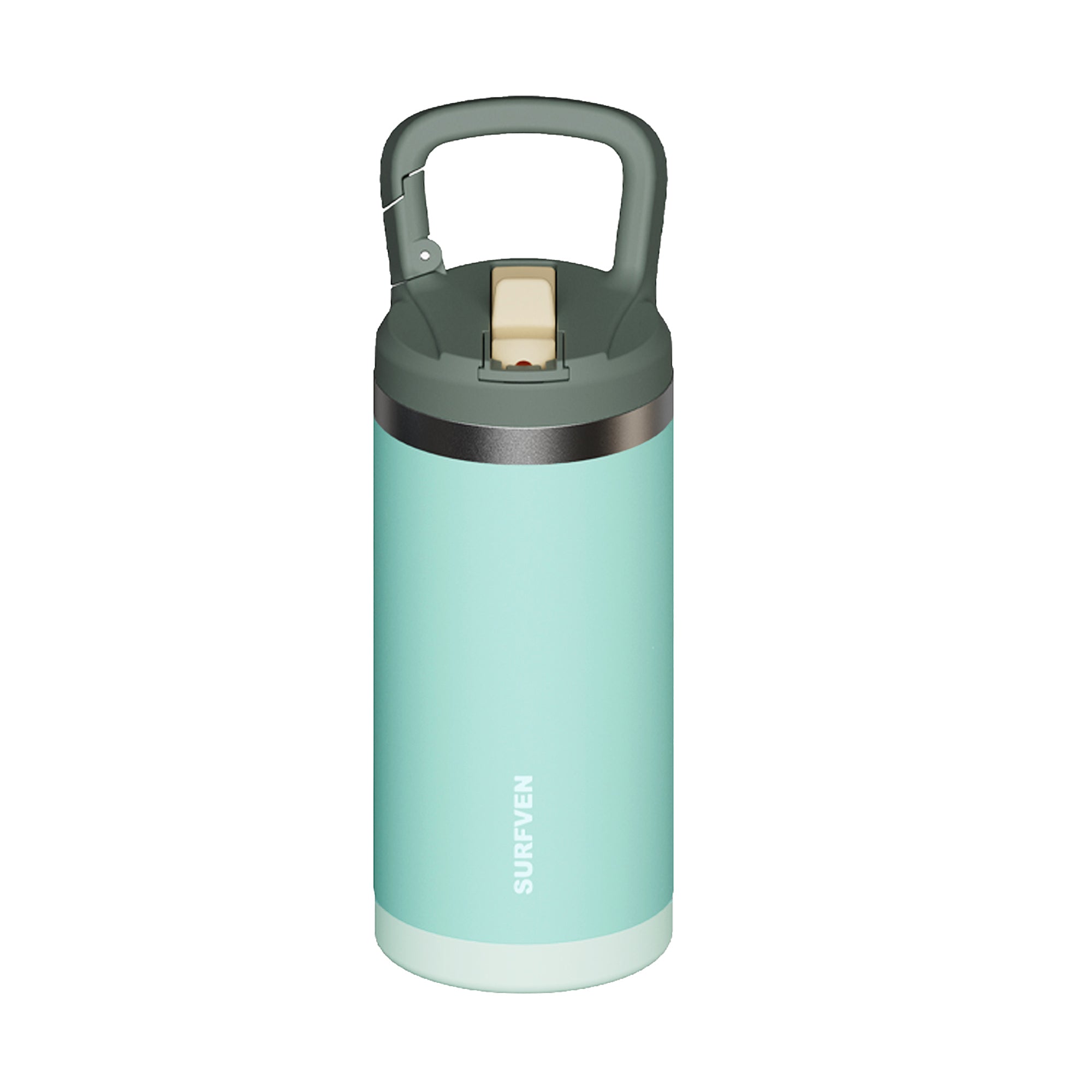 SURFVEN 12 oz Double Wall Stainless Steel Insulated Water Bottle with Leak Proof Flip Straw Lid, Dusty Jade
