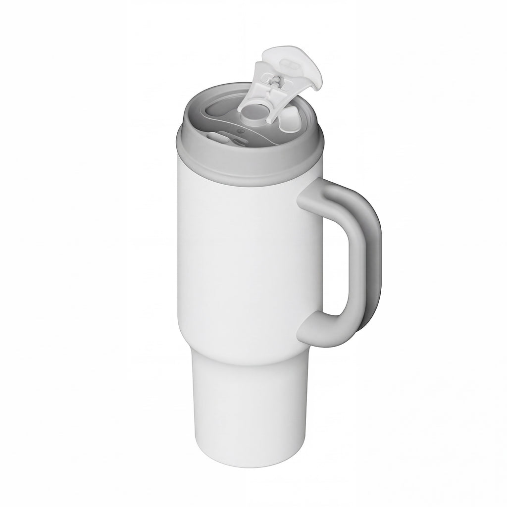 SURFVEN 40oz Double Wall Stainless Steel Insulated Tumbler with Handle and 2-in-1 Lid, White