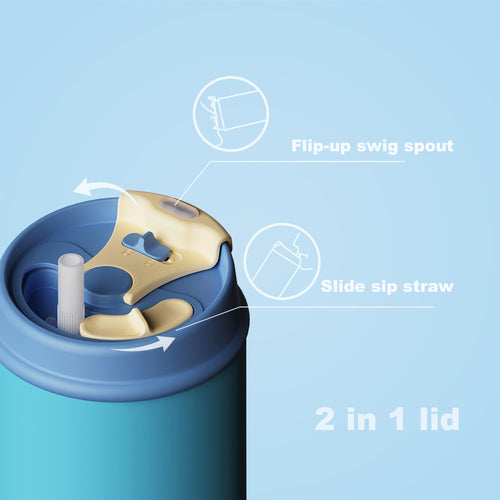 SURFVEN 30oz Insulated Stainless Steel Tumbler with Handle and Leak Proof Dual Sip Lid, Blue