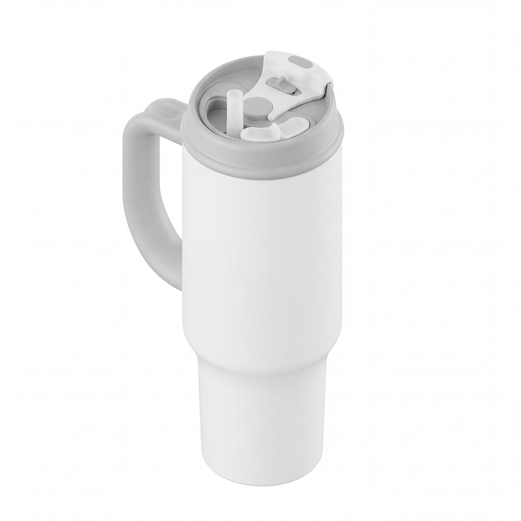 SURFVEN 40oz Double Wall Stainless Steel Insulated Tumbler with Handle and 2-in-1 Lid, White