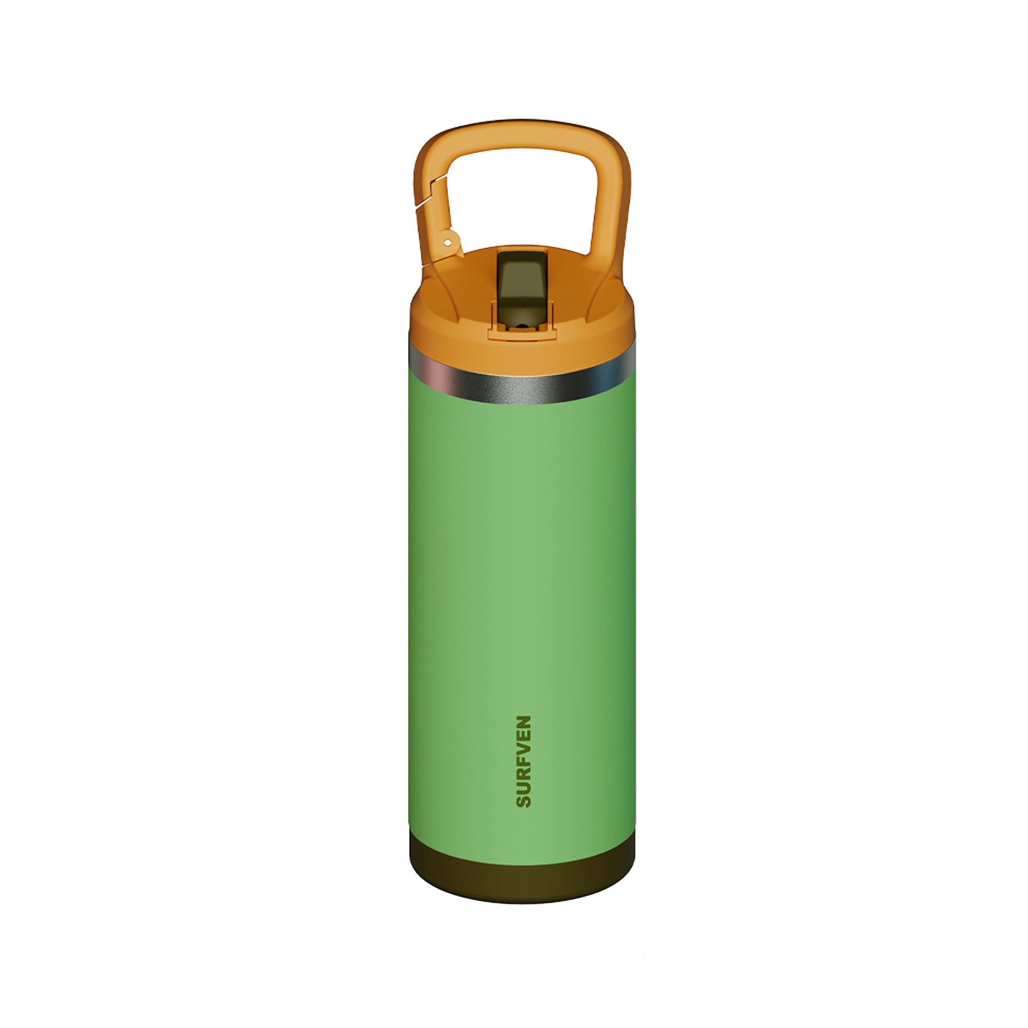 SURFVEN 18 oz Double Wall Stainless Steel Insulated Water Bottle with Leak Proof Flip Straw Lid, Green