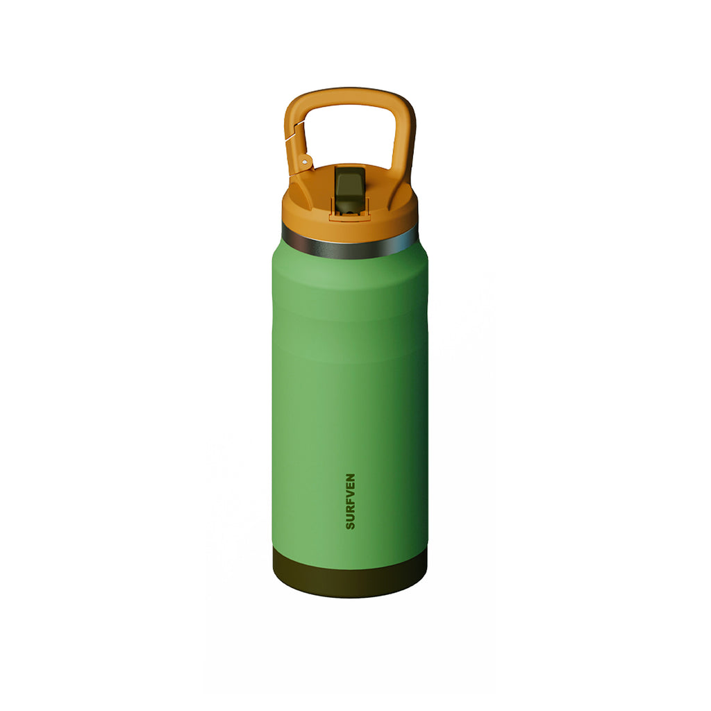 SURFVEN 27 oz Stainless Steel Double Wall Insulated Water Bottle with Flip-up Straw Lid, Green