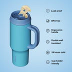 SURFVEN 40oz Double Wall Stainless Steel Insulated Tumbler with Handle and 2-in-1 Lid, Blue