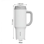 SURFVEN 40oz Double Wall Stainless Steel Insulated Tumbler with Handle and 2-in-1 Lid, White