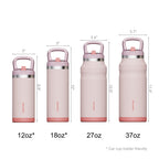 SURFVEN 12 oz Double Wall Stainless Steel Insulated Water Bottle with Leak Proof Flip Straw Lid, Pink