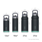 SURFVEN 18 oz Double Wall Stainless Steel Insulated Water Bottle with Leak Proof Flip Straw Lid, Black