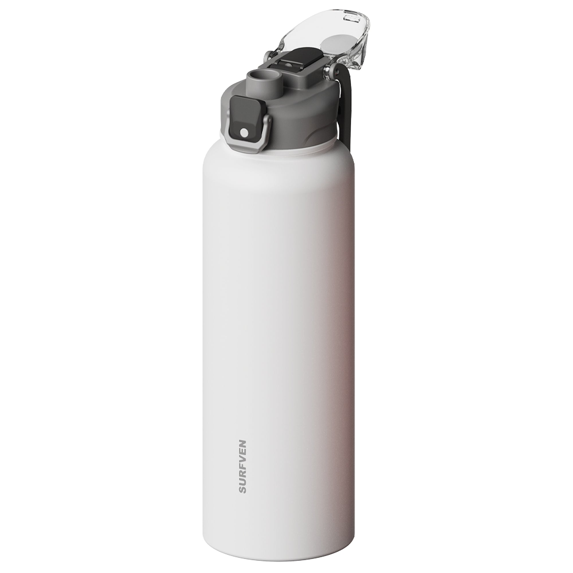 SURFVEN 40 oz Vacuum Insulated Stainless Steel Water Bottle with 3-in-1 Lid, White