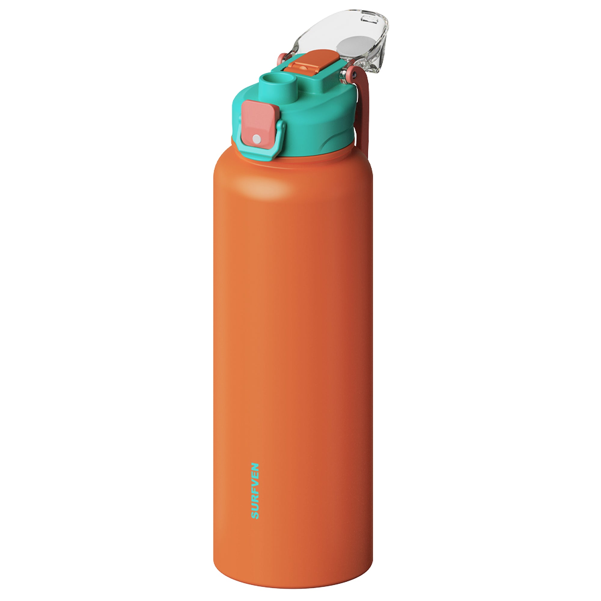 SURFVEN 40 oz Vacuum Insulated Stainless Steel Water Bottle with 3-in-1 Lid, Orange