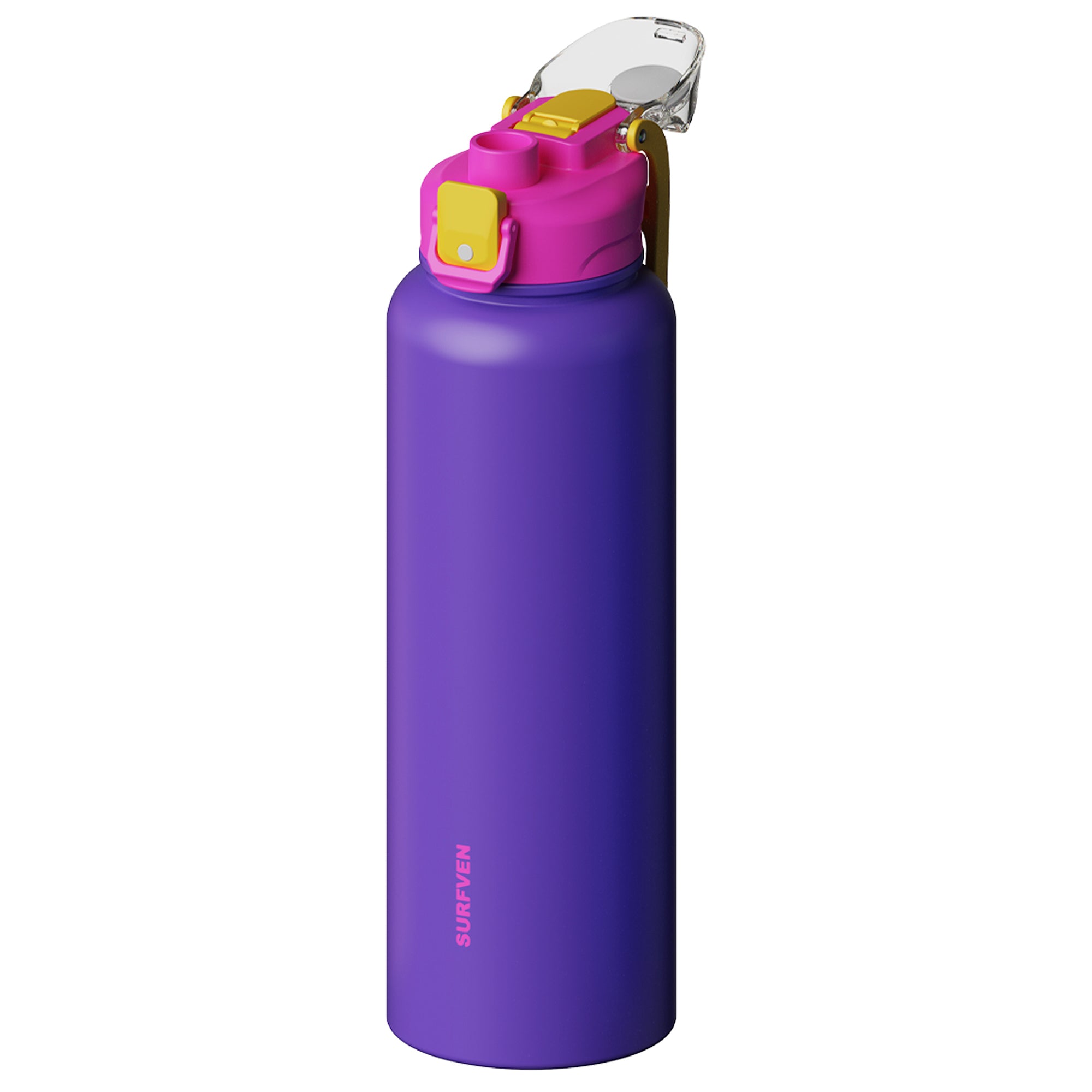 SURFVEN 40 oz Vacuum Insulated Stainless Steel Water Bottle with 3-in-1 Lid, Purple