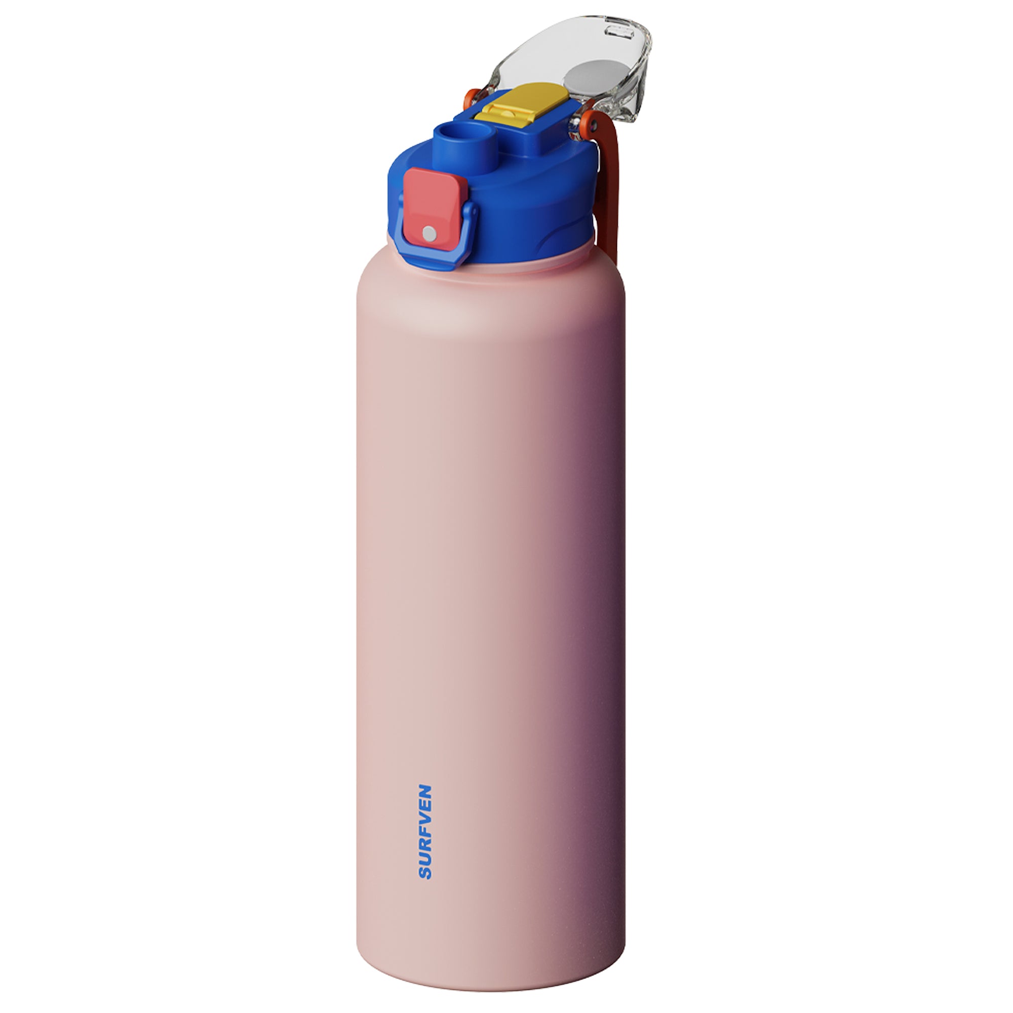 SURFVEN 40 oz Vacuum Insulated Stainless Steel Water Bottle with 3-in-1 Lid, Pink