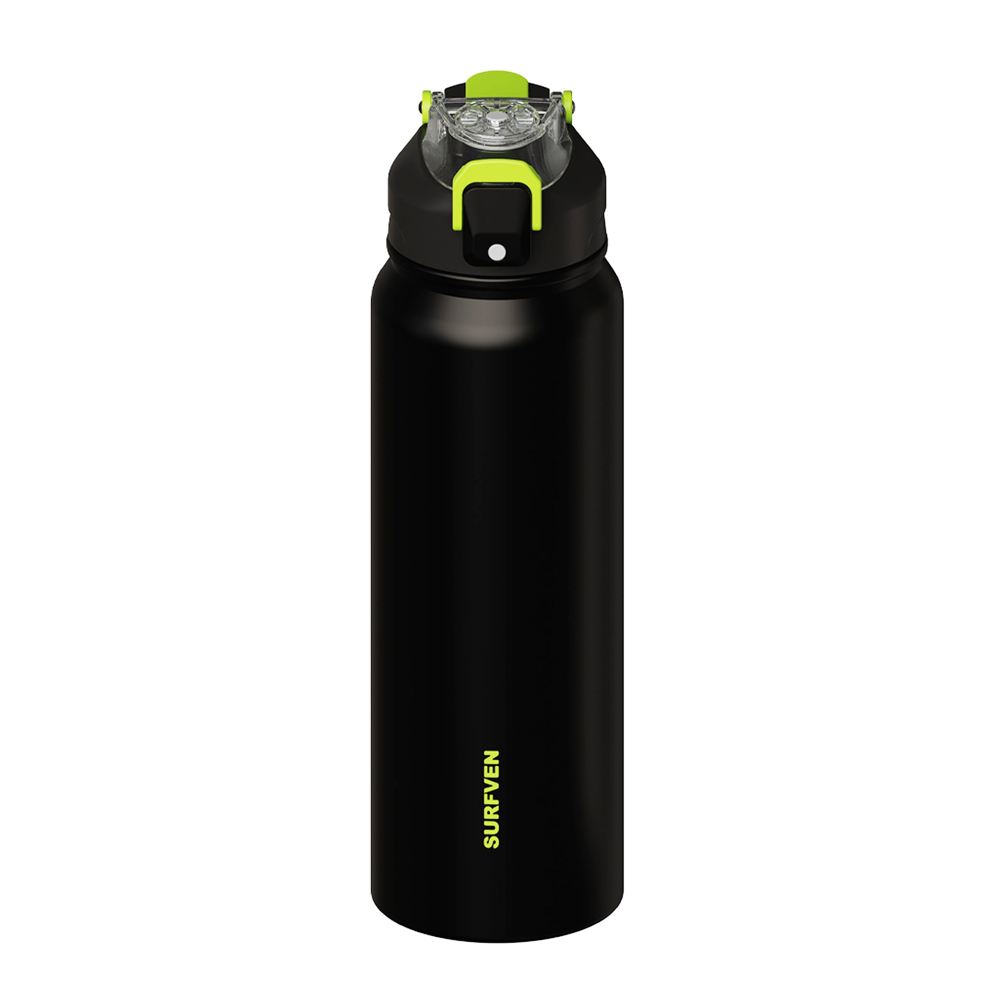 SURFVEN 27 oz Vacuum Insulated Stainless Steel Water Bottle with 3-in-1 Lid, Black