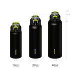 SURFVEN 27 oz Vacuum Insulated Stainless Steel Water Bottle with 3-in-1 Lid, Black