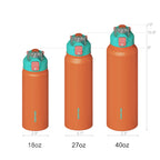 SURFVEN 27 oz Vacuum Insulated Stainless Steel Water Bottle with 3-in-1 Lid, Orange