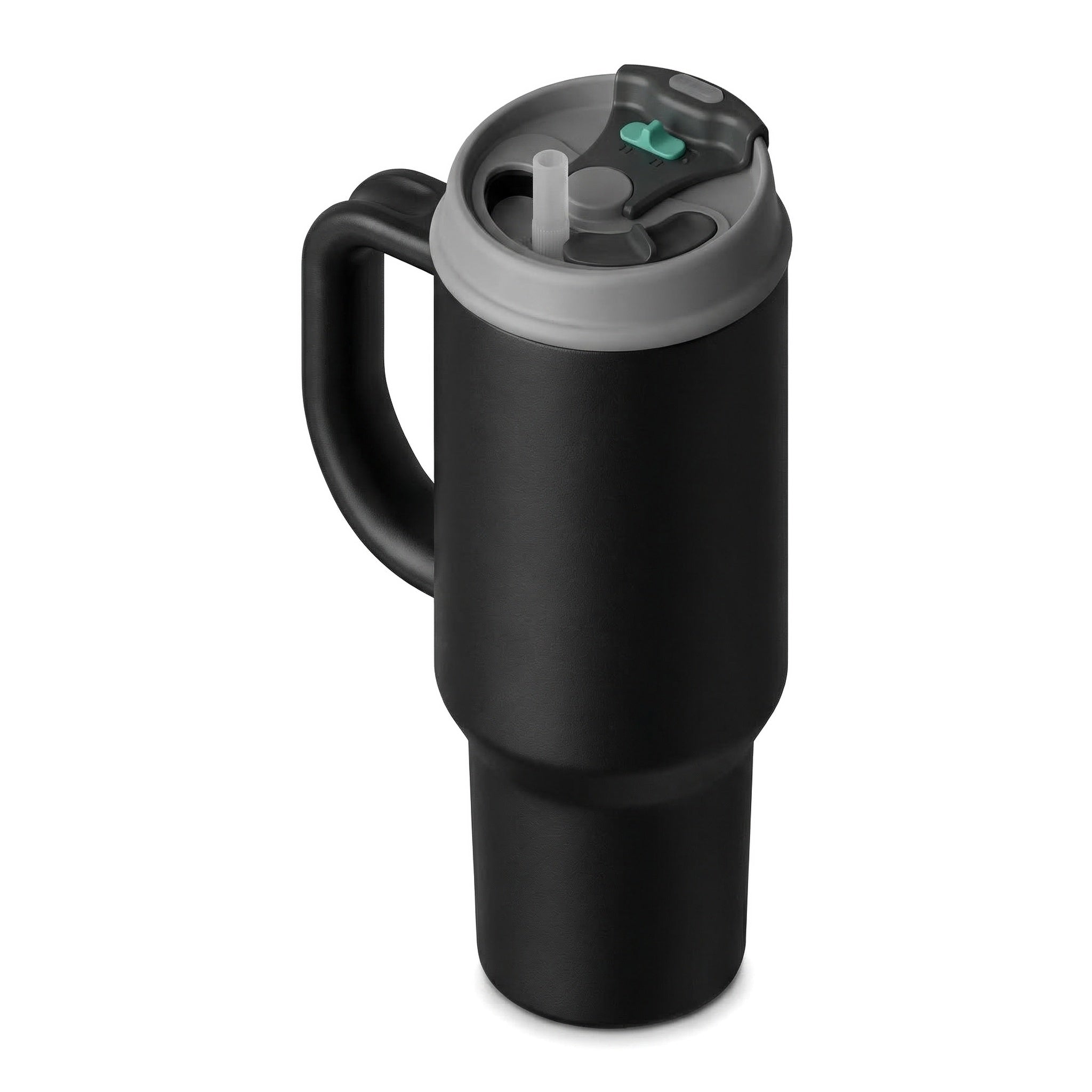 SURFVEN 40oz Double Wall Stainless Steel Insulated Tumbler with Handle and 2-in-1 Lid, Black