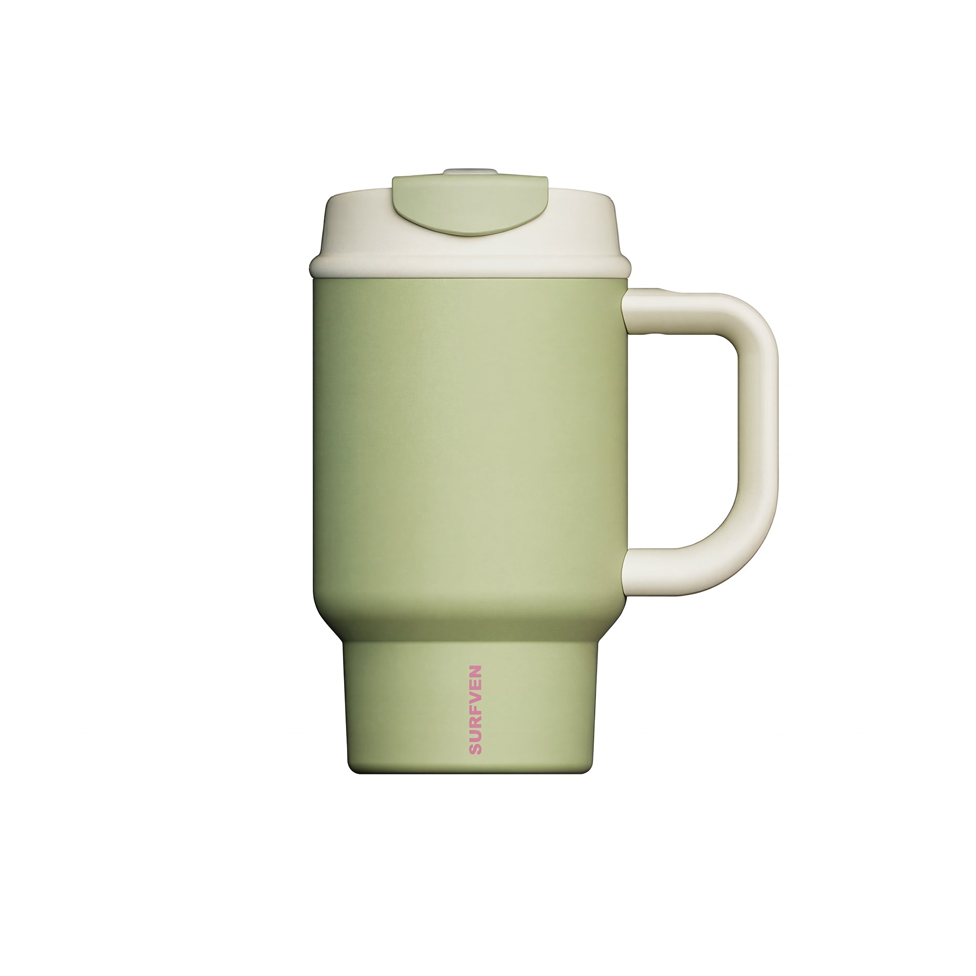 SURFVEN 24oz Double Wall Stainless Steel Insulated Tumbler with Handle and 2-in-1 Lid, Avocado Green